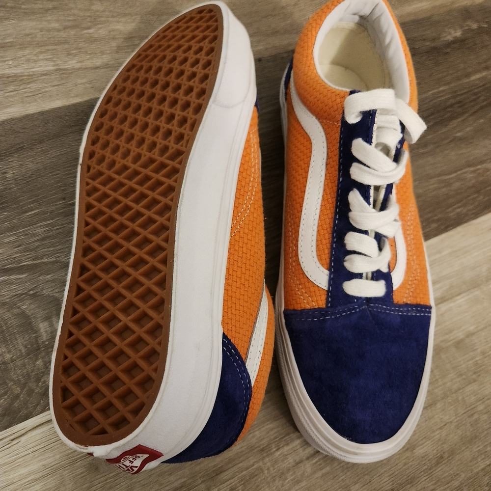 Vans Old Skool Orange & Blue Sneakers Women's Size 9.5 Streetwear Skate Shoes - Picture 13 of 16